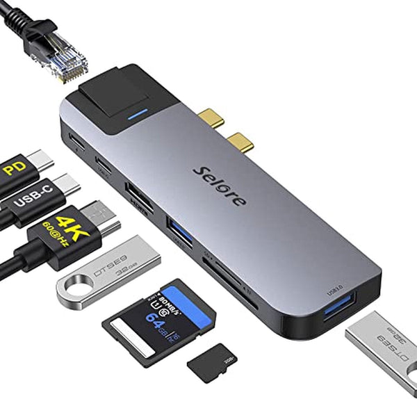 Fonething MacBook Air USB Splitter MacBook Pro Hub Mac USB Hub MacBook Pro/Air Exclusive 8in2 4K HDMI/100W PD Fast Charging/1000Mbps Ethernet/USB-C Data Transfer/USB 3.0/USB 2.0/TF/SD Slot/MacBook Pro 2020/2019/2018/2017/2016 MacBook Air 2020/2019/2018