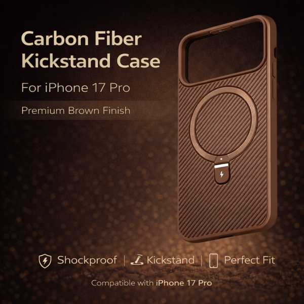Carbon Fiber Kickstand Mobile Case For Iphone 17 Pro