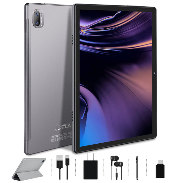 JUSYEA 10.1" Android Tablet (64GB Storage, 4GB RAM, 2-in-1 Productivity Bundle)