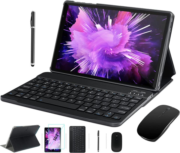 MEBERRY 10" Android Tablet (64GB Storage, 4GB RAM, 2-in-1 Productivity Bundle)