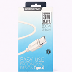 BOROFONE BX14 LinkJet Type-C Fast Charging Cable 3M (9.9FT) – Durable, Ergonomic & High-Speed Data Sync - View 1