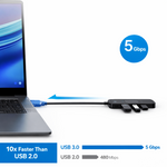 Beikell USB 3.0 Hub, 4-Port Ultra Slim USB Hub, Data Hub, Extra Light, Super Speed, for MacBook, MacBook Air/Pro/Mini, PS4, Surface Pro, Huawei MateBook, USB Flash Drives etc. - View 3