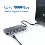 Fonething USB C HUB, 11 in 1 USB C Docking Station with 4K HDMI, , 3*USB 3.0, USB C Data, , RJ45 Ethernet Port, SD/TF, 3.5mm AUX, Compatible with MakBook Pro/Air, More Type C Devices-grey - View 4