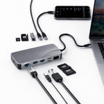 Fonething USB C HUB, 11 in 1 USB C Docking Station with 4K HDMI, , 3*USB 3.0, USB C Data, , RJ45 Ethernet Port, SD/TF, 3.5mm AUX, Compatible with MakBook Pro/Air, More Type C Devices-grey - View 2