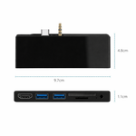 For Surface Go Hub Docking Station for Surface Go/Go2/Go3//Go4, 7-in-2 Surface Go Hub Adapter with 4K USB C to HDMI, 2 USB 3.0 Ports, Earphones Jack,SD/TF Card Slot - View 4