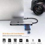 NOVOO 6 in 1 USB Type C Hub with 4K HDMI, 60W USB C PD Charging Port, 2 USB 3.0 Ports, SD/TF Card Reader for MacBook Pro 2017/2016/2018, Huawei MateBook and More USB C Laptop and Smartphone, Gray - View 6
