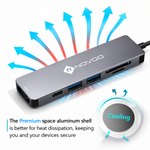 NOVOO 6 in 1 USB Type C Hub with 4K HDMI, 60W USB C PD Charging Port, 2 USB 3.0 Ports, SD/TF Card Reader for MacBook Pro 2017/2016/2018, Huawei MateBook and More USB C Laptop and Smartphone, Gray - View 3