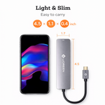 NOVOO 6 in 1 USB Type C Hub with 4K HDMI, 60W USB C PD Charging Port, 2 USB 3.0 Ports, SD/TF Card Reader for MacBook Pro 2017/2016/2018, Huawei MateBook and More USB C Laptop and Smartphone, Gray - View 4
