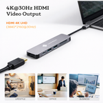NOVOO 6 in 1 USB Type C Hub with 4K HDMI, 60W USB C PD Charging Port, 2 USB 3.0 Ports, SD/TF Card Reader for MacBook Pro 2017/2016/2018, Huawei MateBook and More USB C Laptop and Smartphone, Gray - View 5