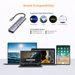 NOVOO 6 in 1 USB Type C Hub with 4K HDMI, 60W USB C PD Charging Port, 2 USB 3.0 Ports, SD/TF Card Reader for MacBook Pro 2017/2016/2018, Huawei MateBook and More USB C Laptop and Smartphone, Gray - View 2