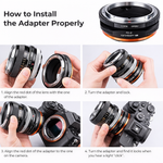 K&F CONCEPT FD to E Mount Lens Mount Adapter Plus, Manual FD FL Lens Adapter with Matting Varnish Design Compatible with Sony E Mount Cameras - View 2