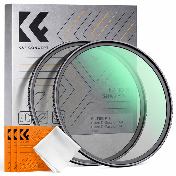 K&F Concept 82mm Black Diffusion 1/4 & 1/8 Filters Kit Mist Cinematic Effect Filters Set with Multi-Layer Coated for Camera Lens - K Series