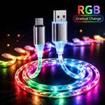 Glowing USB to C type Cable | 1m | Charging Data Cable| Fast Charging Cable | Pink Cable | Multicolor Lights - View 2