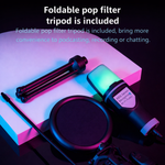 YANMAI Mic with USB Connector, Light-Weight, Condenser Microphone, RGB Lighting, Noise Canceling, Foldable Tripod for Live Streaming, Podcasting (SF-666R) - View 4