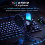 YANMAI Mic with USB Connector, Light-Weight, Condenser Microphone, RGB Lighting, Noise Canceling, Foldable Tripod for Live Streaming, Podcasting (SF-666R) - View 3
