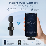 K9 Dual Wireless Lavalier Microphone for All Smartphones | Noise Cancellation Dual Mic Set with Receiver for Recording Interviews, Vlogs, YouTube, Reels - View 4