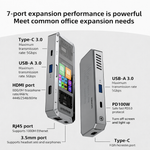 G71 7 in 1 Aluminum Alloy Office Docking Station Smart Screen Display Type-C to HDMI2.0 USB3.0 HUB PD100W Adapter - View 2
