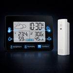 Weather Clock, Optional ℃/℉ Digital LCD Alarm Clock with LCD Clear Large Digital Display Support Snooze and Alarm Function(Black) - View 2
