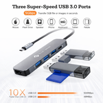 NOVOO 5-in-1 pro NVHUB122G5PDNS USB hub (Grey) - View 5