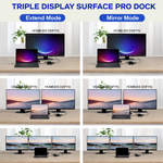 For Surface Dock, Microsoft Surface Docking Station with HDMI x2, VGA, RJ45, USB3.0, USB-C, SD, TF, Audio for Surface Pro 9/8/X/7/6/4/3, Surface Laptop 4/3/2/1, Surface Laptop go, Surface Book 3/2/1 - View 9