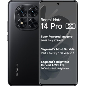 Redmi Note 14 Pro 5G (Titan Black, 8GB RAM+ 256GB Storage) | Mediatek Dimensity 7300 Ultra Processor | AMOLED Display | Dual Nano-SIM | 5500mAh Battery