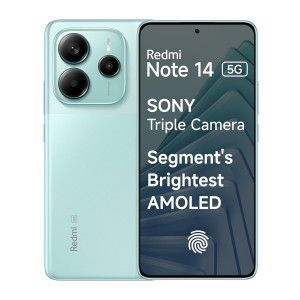Redmi Note 14 5G (Ivy Green, 8GB RAM 256GB Storage) | Global Debut MTK Dimensity 7025 Ultra | 2100 nits Segment Brightest 120Hz AMOLED | 50MP Sony LYT 600 OIS+EIS Triple Camera