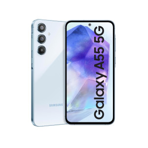 Samsung Galaxy A55 EU (Ice Blue, 8GB RAM, 128GB Storage) | AI | Metal Frame | 50 MP Main Camera (OIS) | Super HDR Video| Nightography | IP67 | Corning Gorilla Glass Victus+ | AMOLED Display