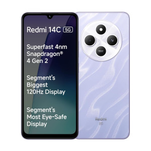 Redmi 14C 5G (Stardust Purple, 4GB RAM, 128GB Storage) | Superfast 4nm Snapdragon 4 Gen 2 | 120Hz 17.47cm (6.88”) Display | 5160mAh Battery | 50MP Dual Camera | Premium Starlight Design