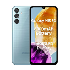 Samsung Galaxy M15 (Celestial Blue,4GB RAM,128GB Storage)| 50MP Triple Cam| 6000mAh Battery| MediaTek Dimensity 6100+| 4 Gen. OS Upgrade & 5 Year Security Update| Super AMOLED Display|