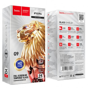 Hoco Top Glass Full Screen HD Tempered Glass for iPhone 16 Pro set 25pcs (G9)