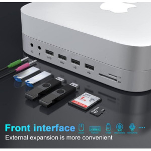12 in 1 Type-C Hub Mac Mini Dock with Hard Drive Enclosure, USB-C Docking Station and Stand for Mac Mini M1 with SATA SSD/HDD, HDMI, VGA, USB, TF/SD, Audio Jack, Mac Mini Hub for 2018/2020 Mac Mini