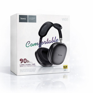 HOCO W55 Wireless Over-Ear Headphones | 90 Hours Playback | Bluetooth 5.3 | Hi-Res Audio | Ultra Comfortable Soft Ear Cushions