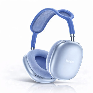 HOCO W55 Wireless Over-Ear Headphones 90 Hours Power in Cool Blue-Silver