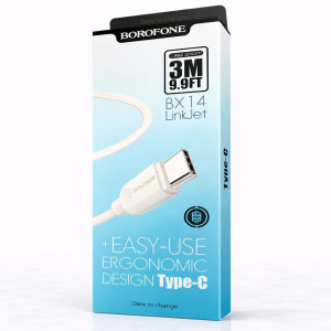 Borofone BX14 LinkJet Type-C Cable | 3 Meter (9.9ft) Long | Fast Charging & Data Sync | Durable Ergonomic Design